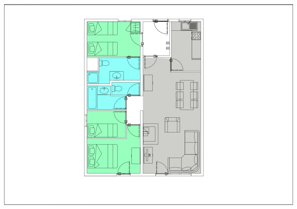 Appartement 3 pièces Cabine 6 personnes © Résidence Montagnettes Soleil 1