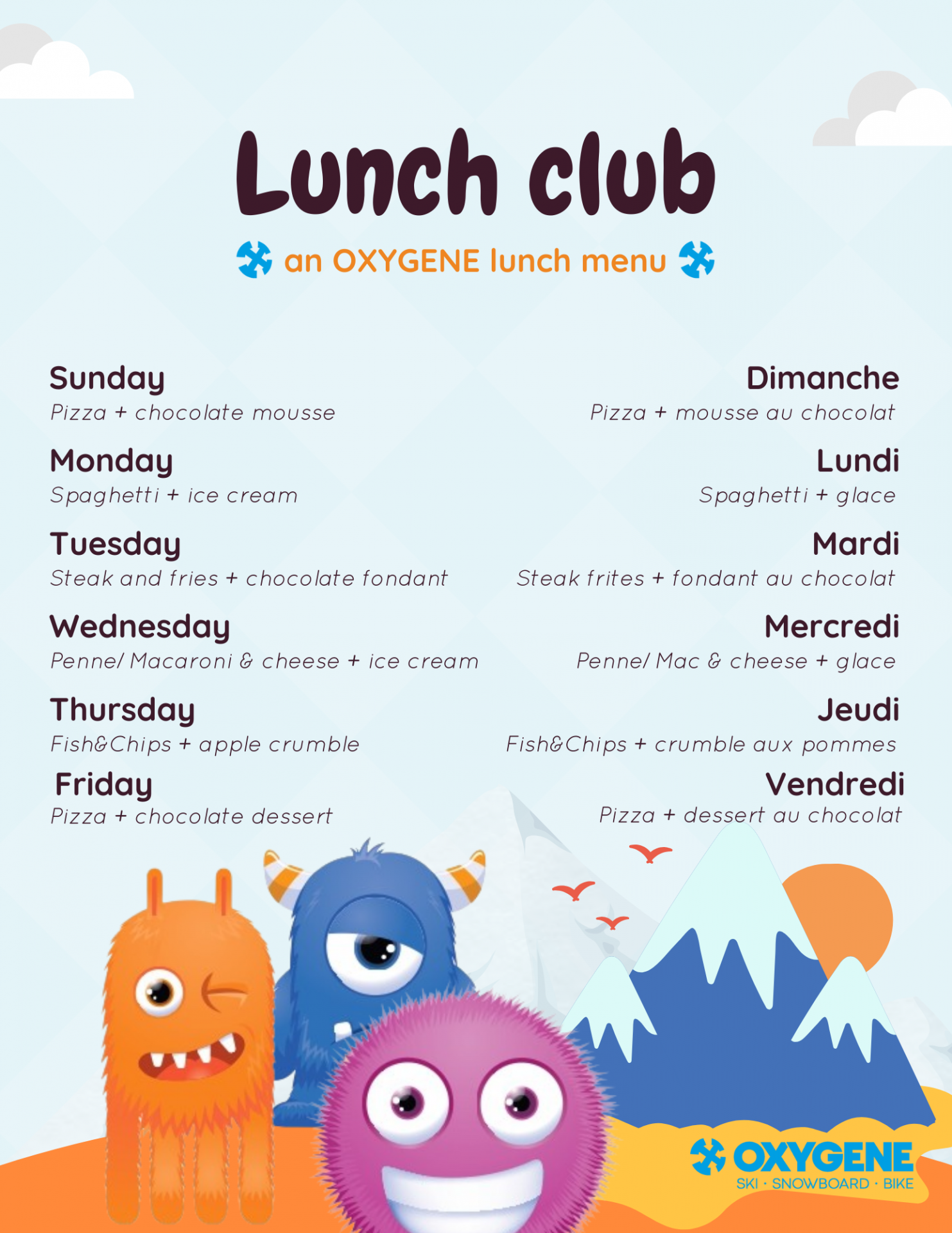 Menu club déjeuner